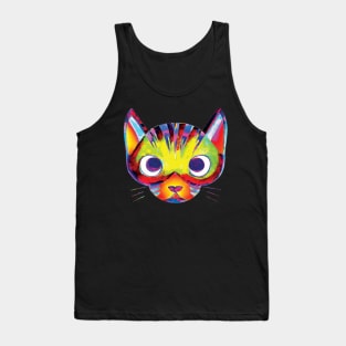 Multicoloured Cat Art Pattern Tank Top